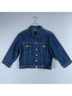 Gap Trucker Jacket Womens Size Medium 100% Cotton Front Pockets Blue Wash